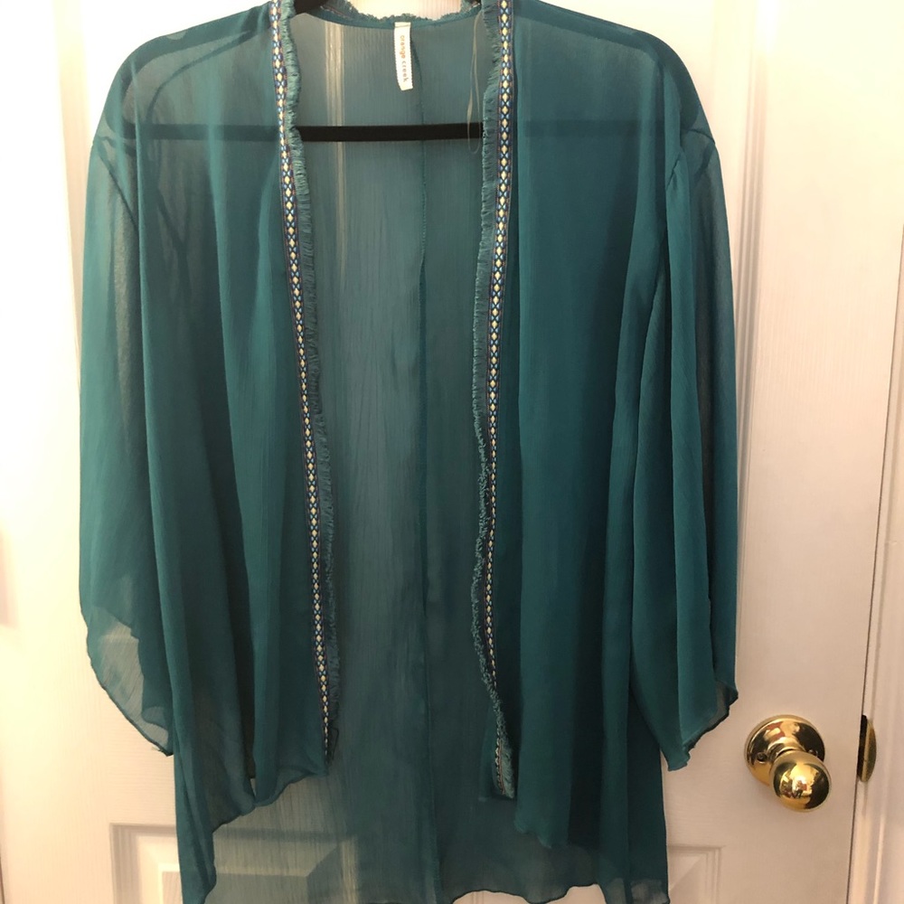 Beautiful Sheer Teal Kimono NWOT